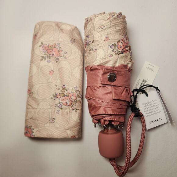 NWT Coach CCS84 Uv Protection Mini Umbrella With Floral Print - Picture 3 of 4